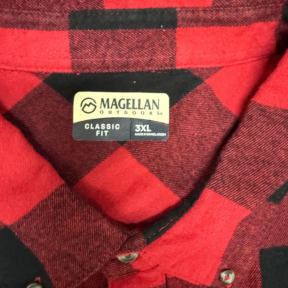 Magellan Outdoors Mens 3XL Red Black Buffalo Plaid Button Down Classic Fit NWT - Picture 6 of 12